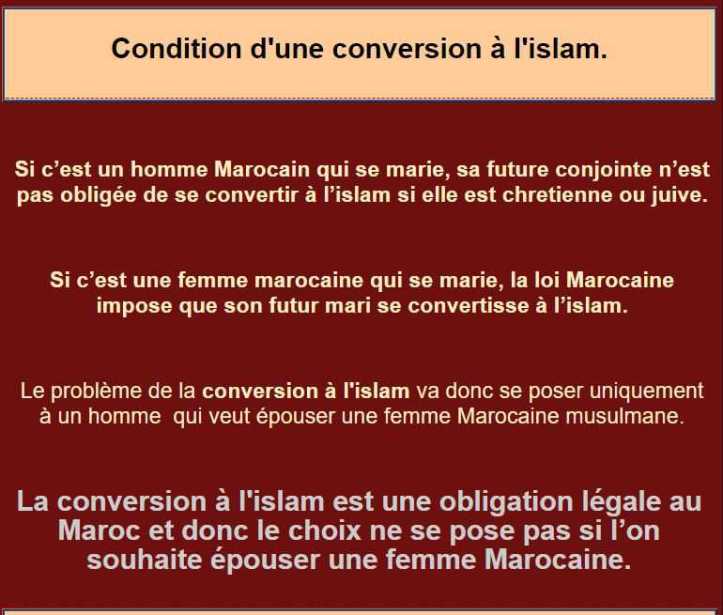 Mariage maroc conversion homme