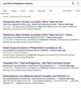 Recherche Googe Lara Kan'an Majdoleen Hassona anglais